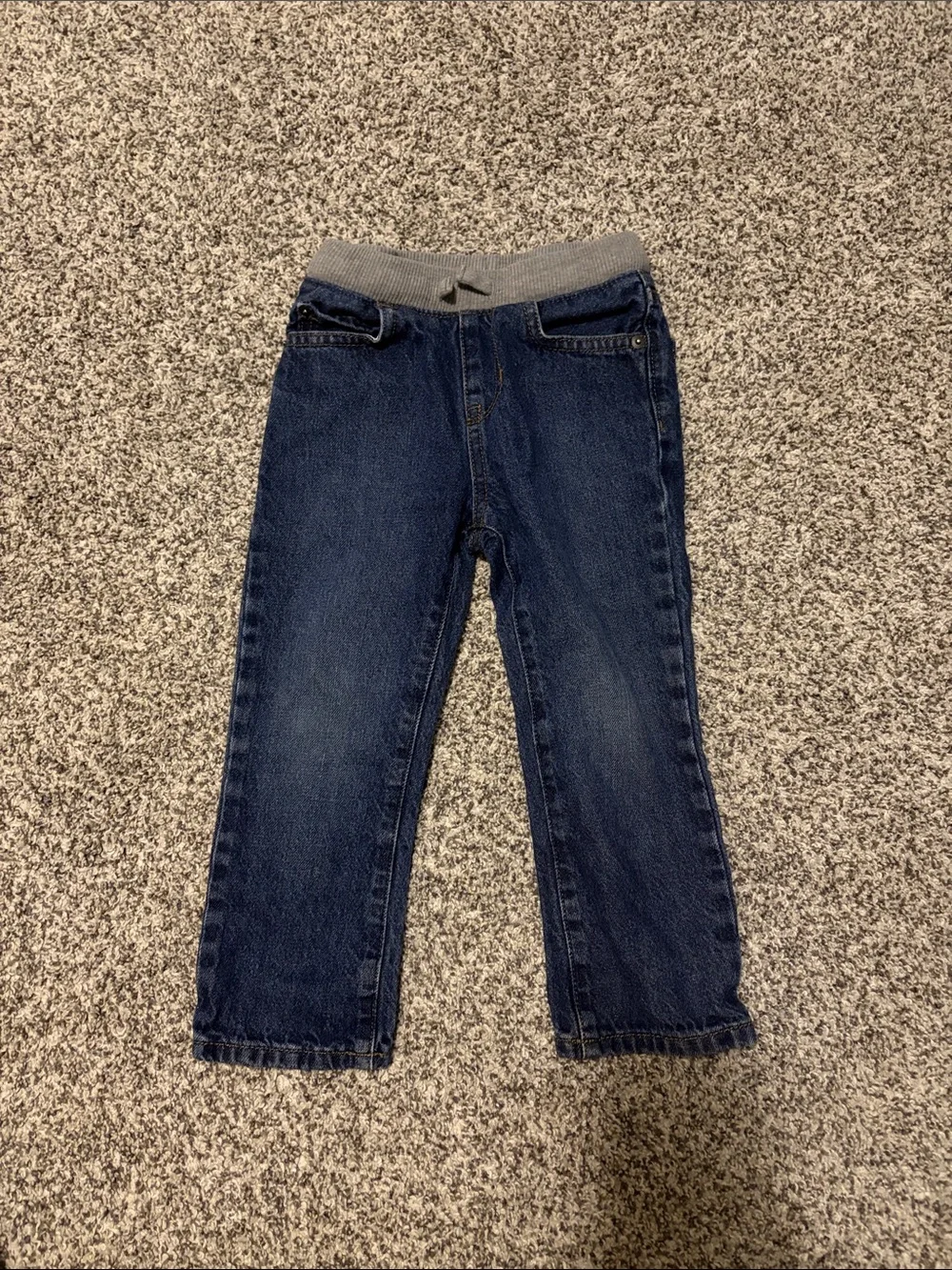 The Children's Place Dark Blue Jeans with Gray Elastic Waistband